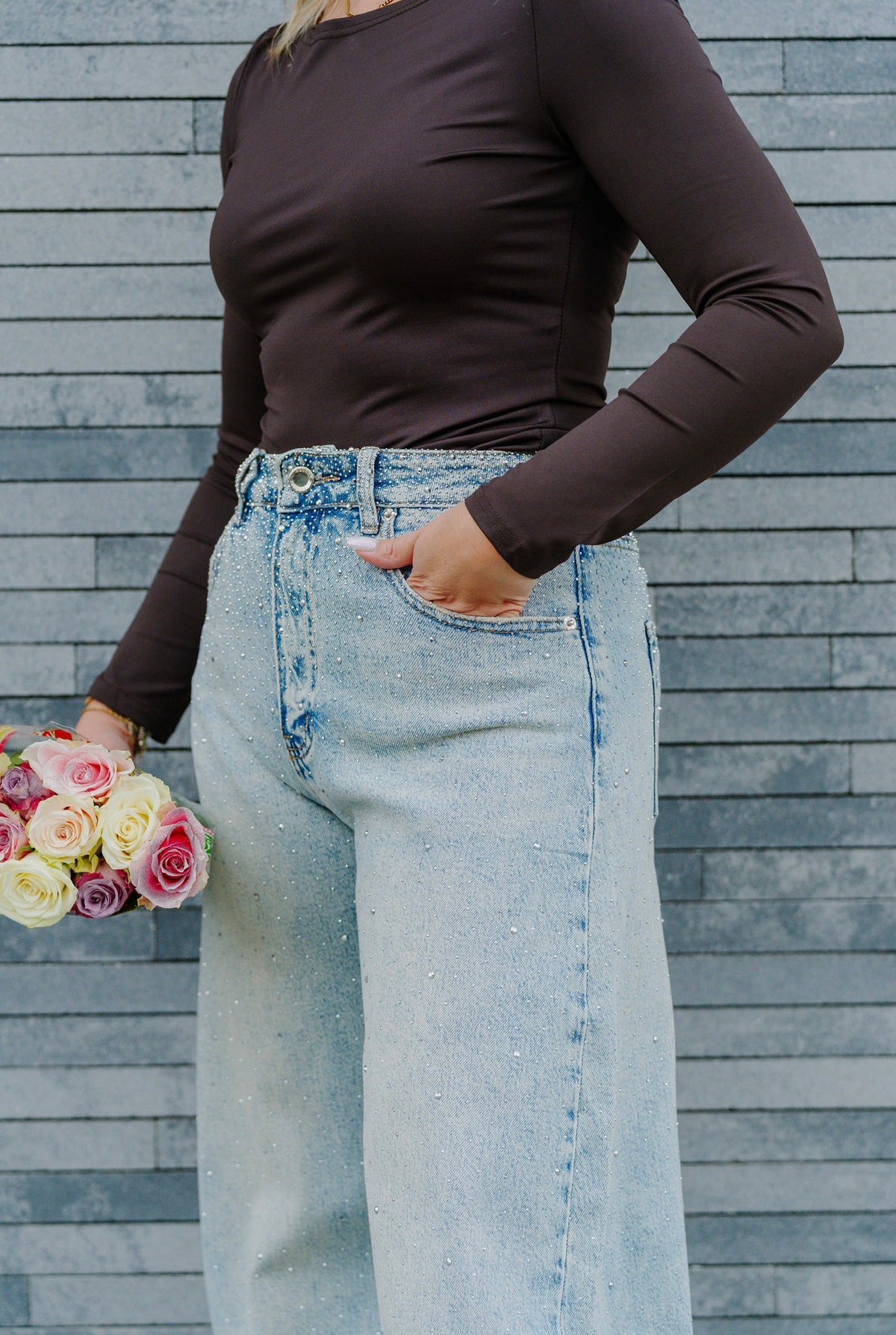 Stretch glitter jeans