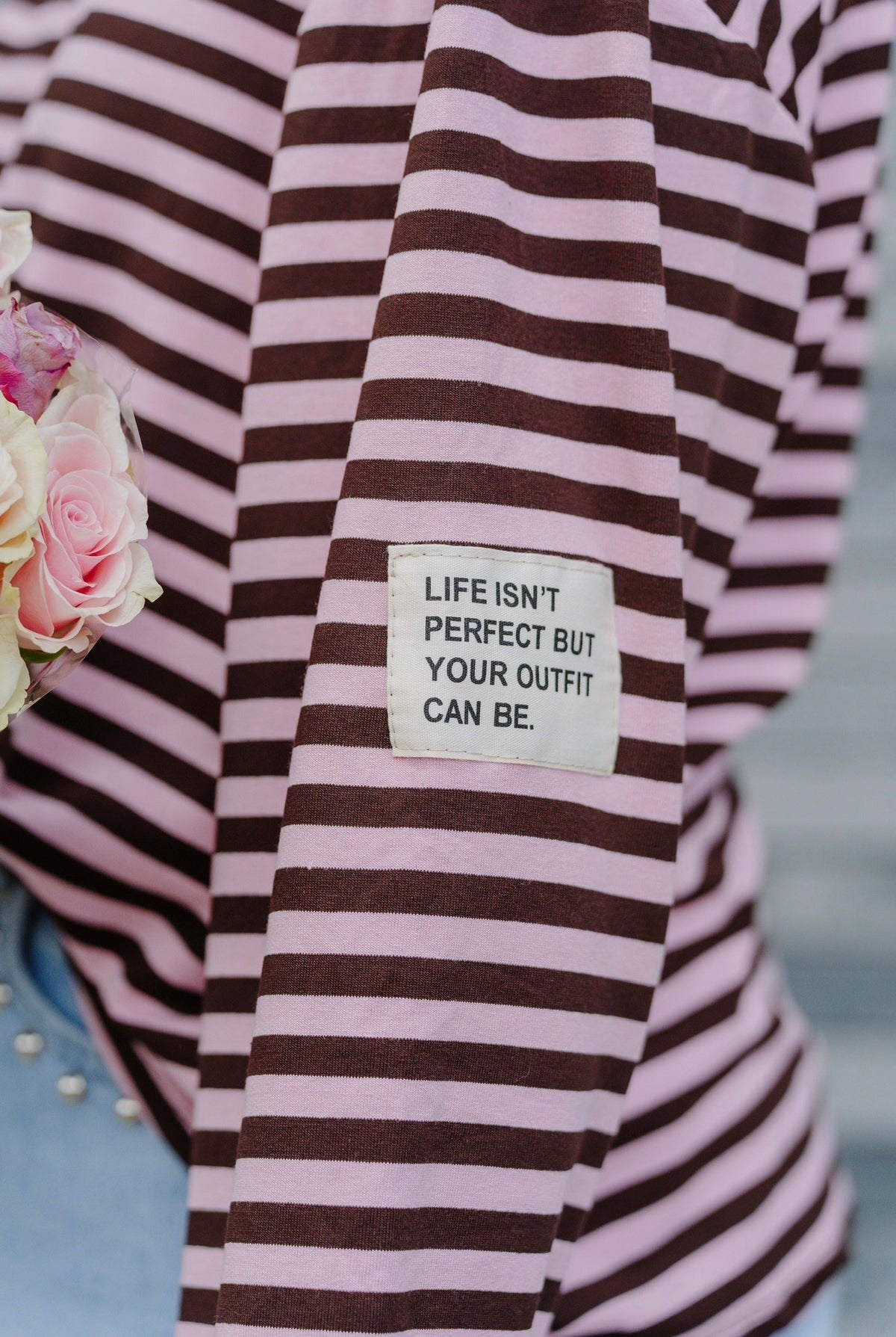 PRE-ORDER Striped t-shirt rose/brown