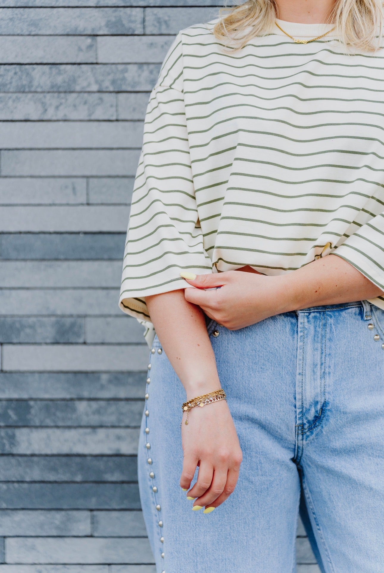Striped t-shirt khaki