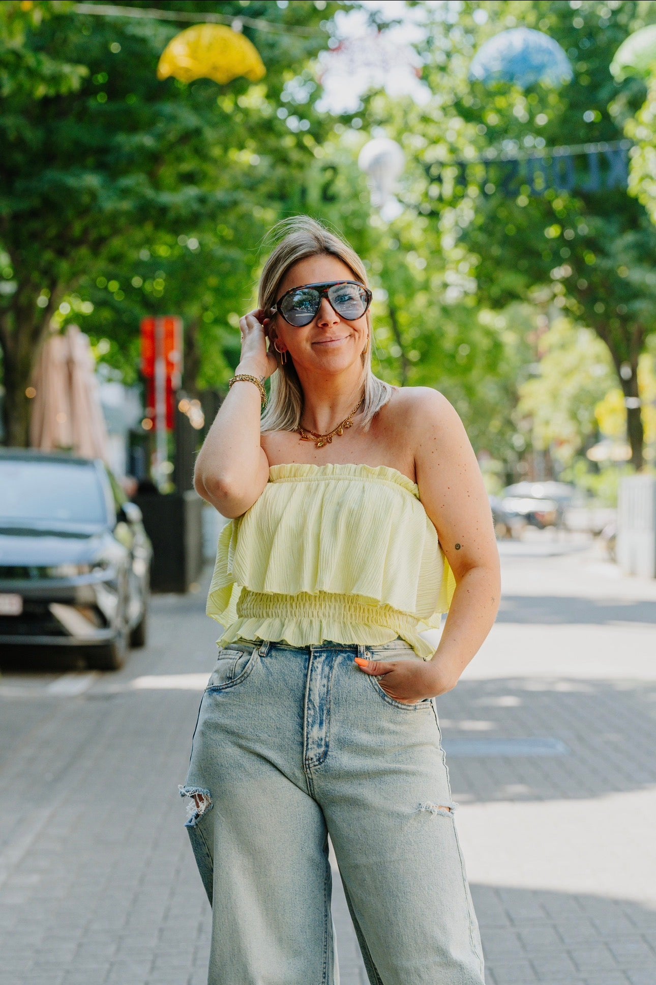 Off shoulder top yellow