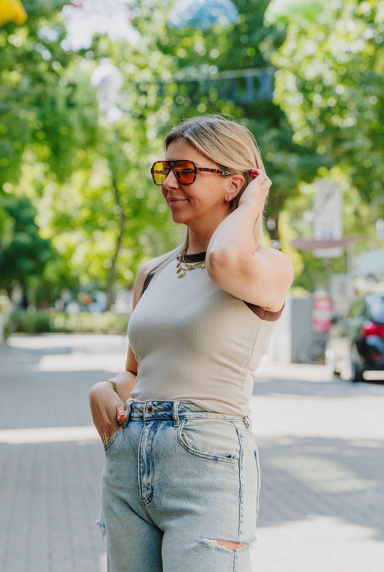 Tank top beige/brown