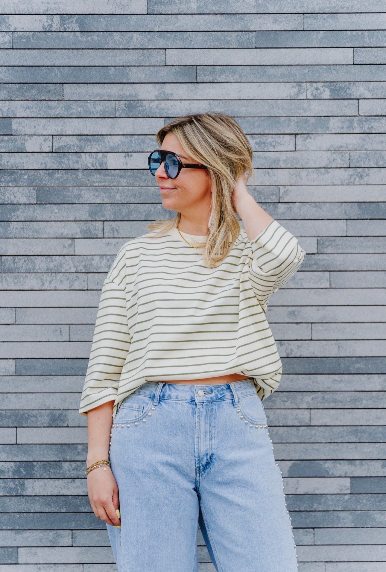 Striped t-shirt khaki