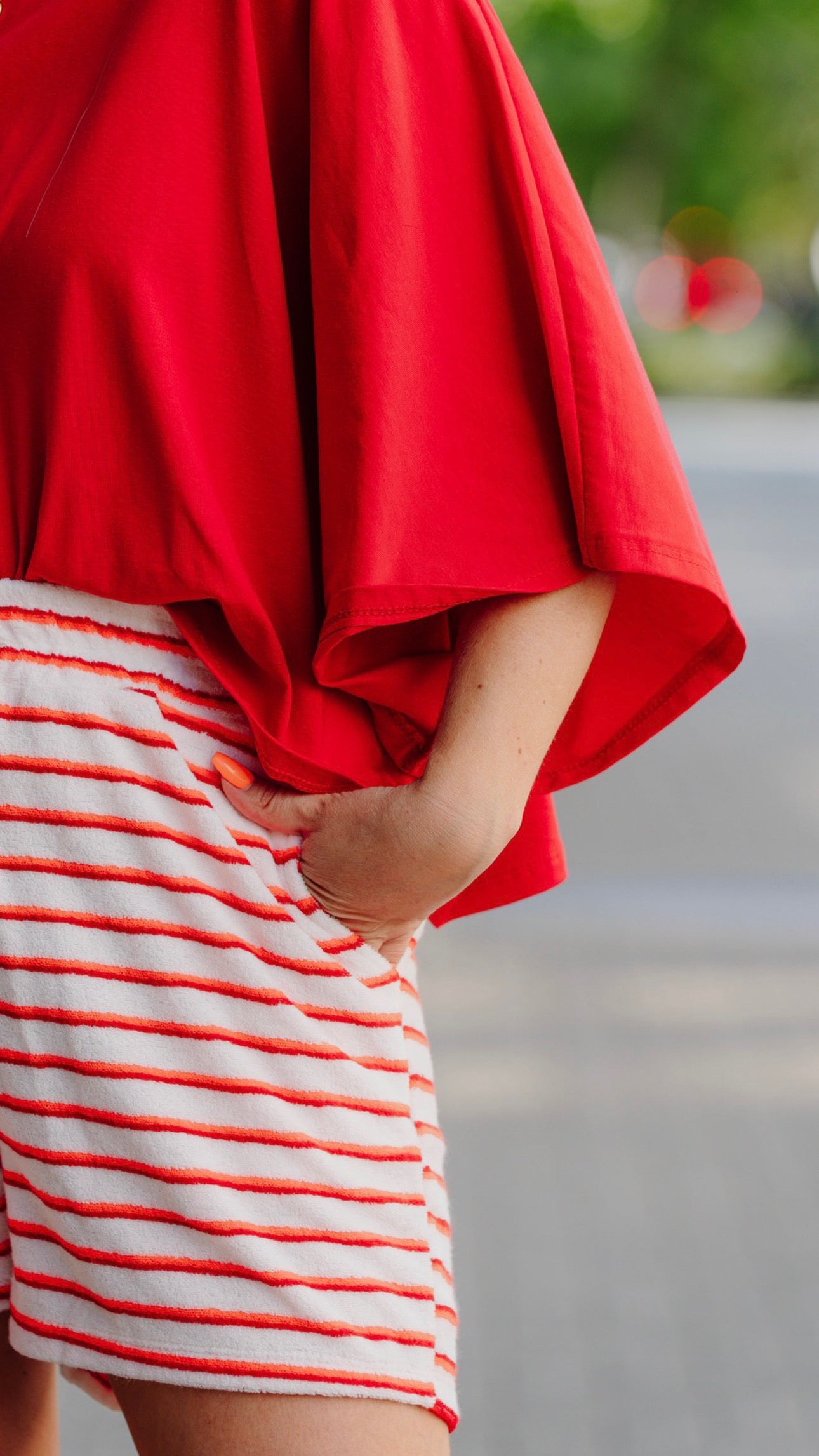 Striped short orange/red