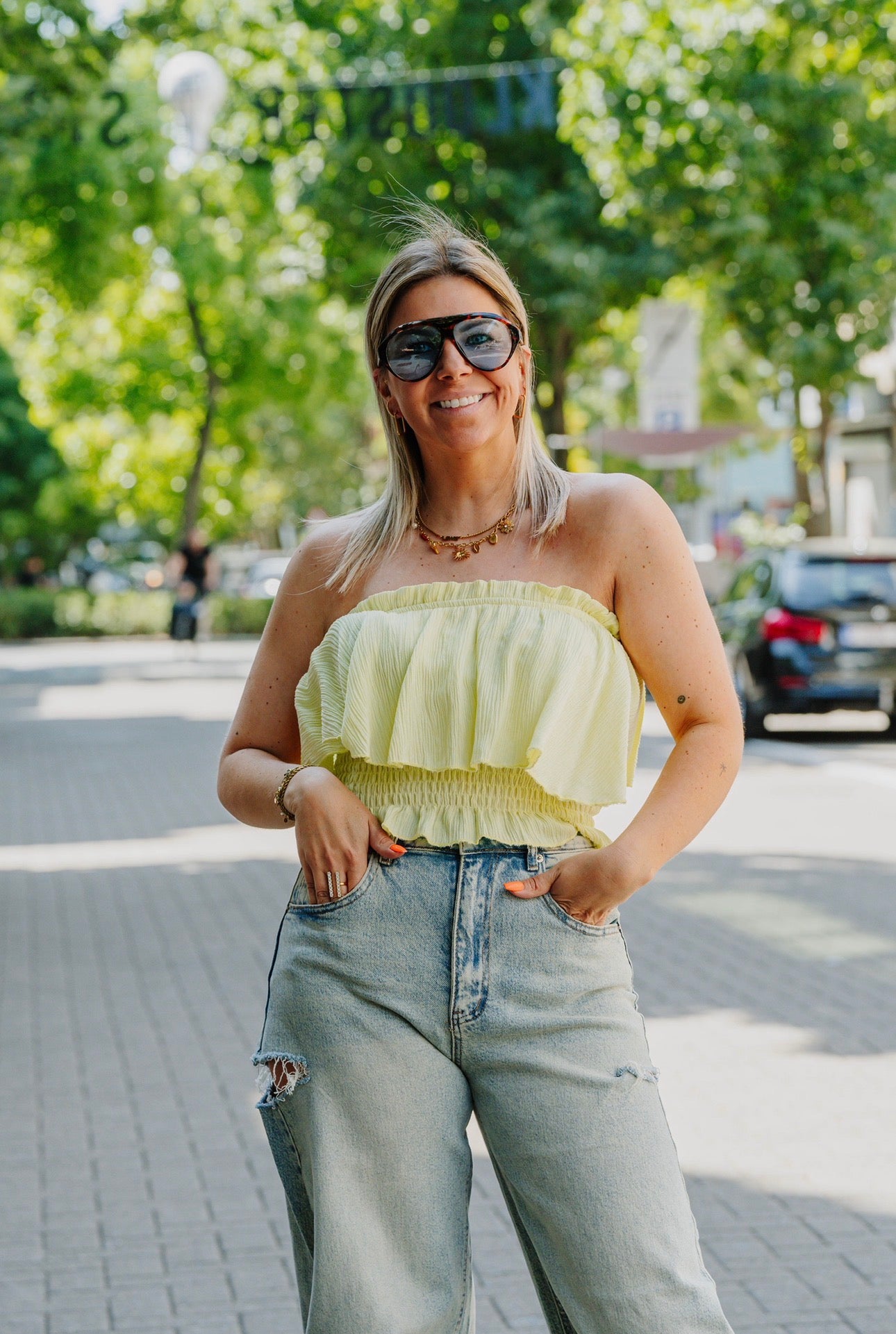 Off shoulder top yellow