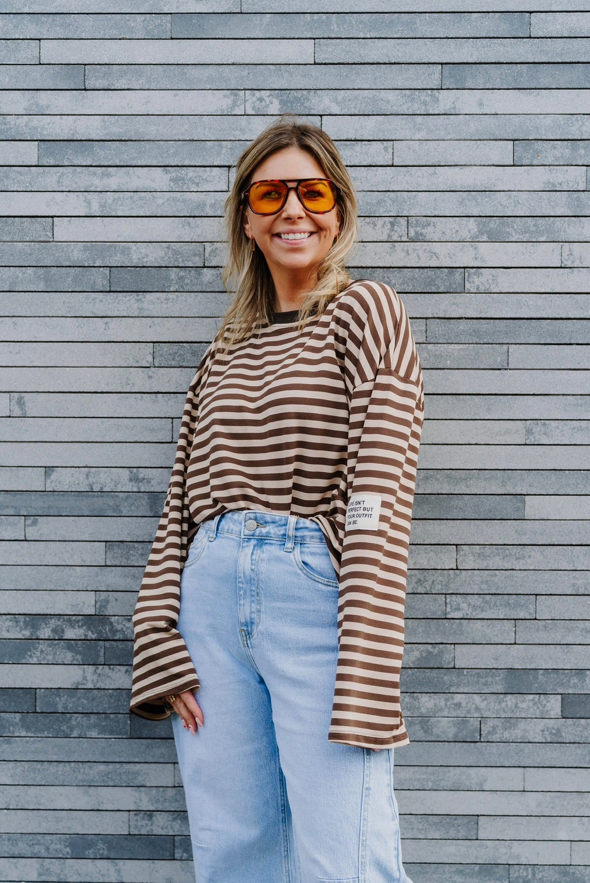 Striped t-shirt beige/brown