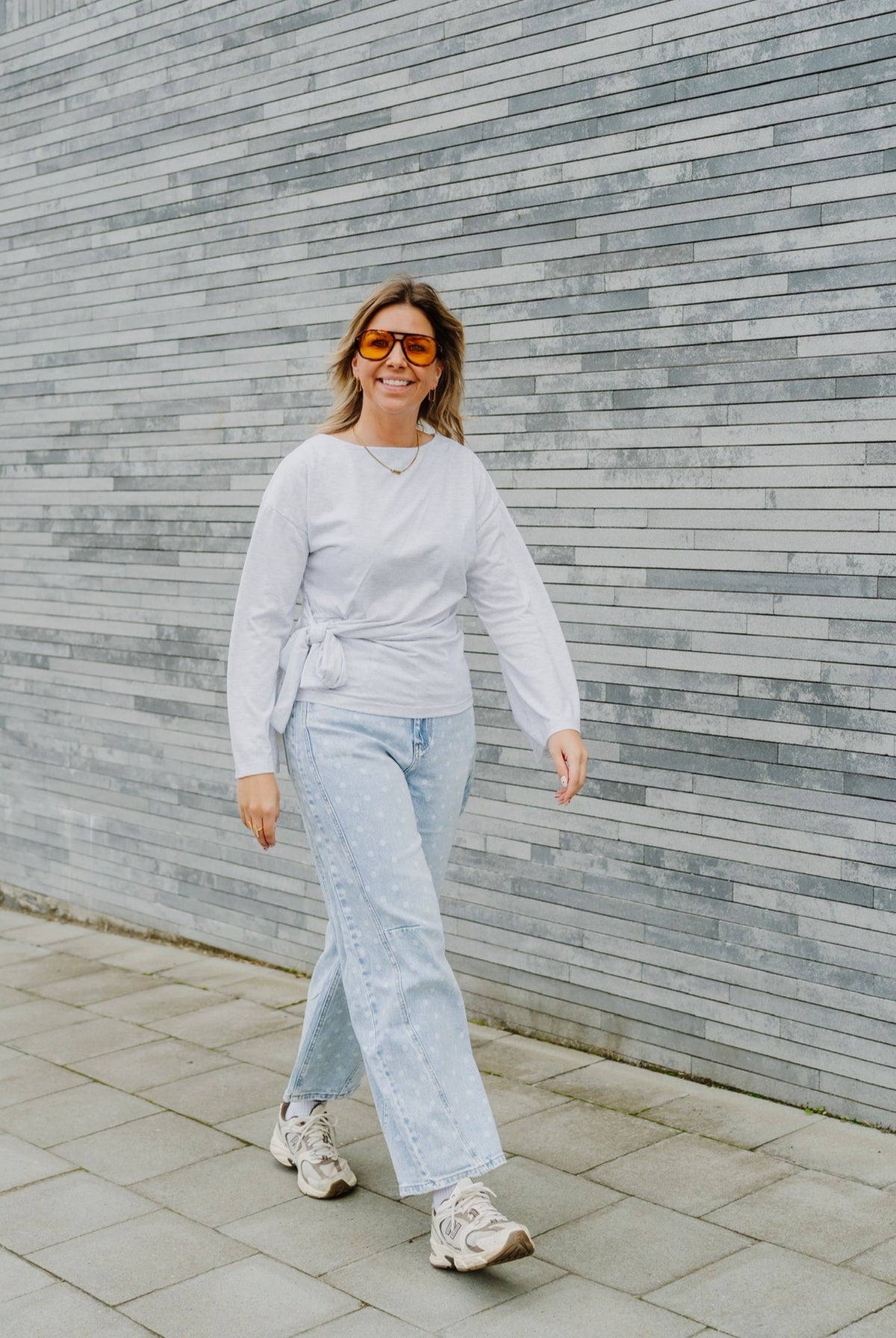 Barrel jeans dots light blue